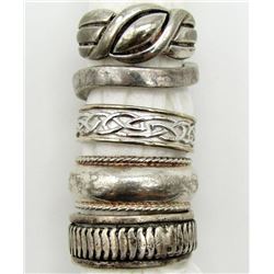 5-ANTIQUE STERLING RINGS WITH DIFFERENT