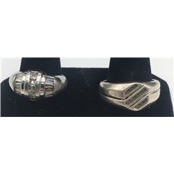 2-MEN'S STERLING RINGS WITH CLEAR STONE