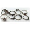 Image 3 : 8-ANTIQUE STERLING RINGS WITH DEEP RED STONE