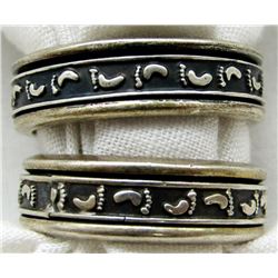 2-STERLING MEN'S RINGS WITH FEET ENGRAVING