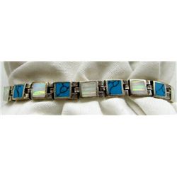 8 INCH NAVAJO STERLING PANEL BRACELET WITH