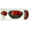 Image 1 : 3-STERLING RINGS WITH DEEP RED AND BURNT AMBER