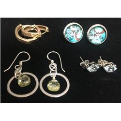 4-PAIRS OF STELRING EARRINGS DIFF DESIGNS!