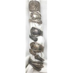 5-ANTIQUE STERLING SPOON RINGS