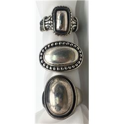 3-MODERN STERLING RINGS WITH DIFF DESIGNS