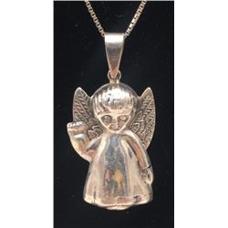 STERLING NECKLACE WITH ANGEL PENDANT MARKED!