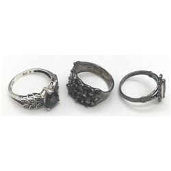 3-STERLING RINGS ALL WITH DIFF DESIGNS