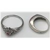 Image 2 : 7-STERLING RINGS WITH PINK/RED STONE ACCENTS
