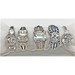 5-BLING RINGS WITH CZ/CLEAR STONE ACCENTS