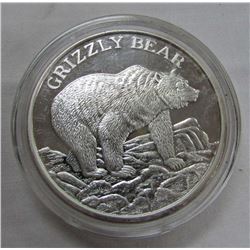 TWO TROY OUNCES .999 FINE SILVER - GRIZZLY BEAR