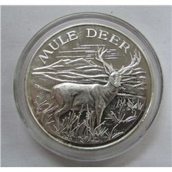 TWO TROY OUNCES .999 FINE SILVER - MULE DEER