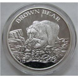 TWO TROY OUNCES .999 FINE SILVER -BROWN BEAR