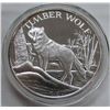 Image 1 : TWO TROY OUNCES .999 FINE SILVER - TIMBER WOLF