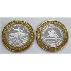 2-$10 GAMING CASINO TOKENS SILVER .999