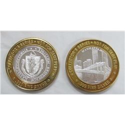 2-$10 GAMING CASINO TOKENS SILVER .999