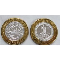 2-$10 GAMING CASINO TOKENS SILVER .999