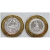 Image 1 : 2-$10 GAMING CASINO TOKENS SILVER .999