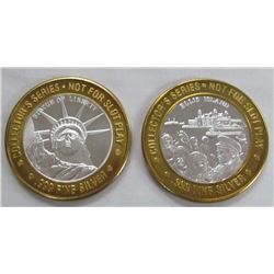 2-$10 GAMING CASINO TOKENS SILVER .999