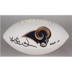 Kurt Warner Signed Rams Logo Football Inscribed "HOF 17" (JSA COA)