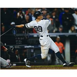 Aaron Judge Signed Yankees 16x20 Photo Inscribed "2017 AL ROY", ".284", "114 RBI's", "52 HR'S"  "127