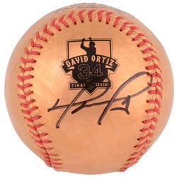 David Ortiz Signed Gold Retirement Baseball (MLB Hologram)