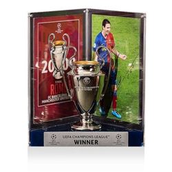Lionel "Leo" Messi Signed Barcelona 2009 UEFA Replica Trophy Display (Icons COA)