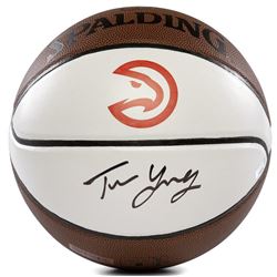 Trae Young Signed Hawks Logo Throwback Basketball (Panini COA)