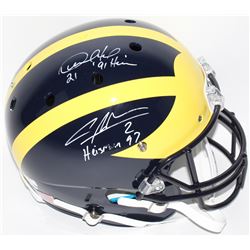 Desmond Howard  Charles Woodson Signed Michigan Wolverines Full-Size Helmet Inscribed "Heisman 97"  