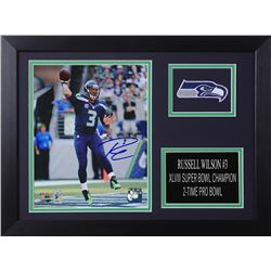 Russell Wilson Signed Seahawks 14x18.5 Custom Framed Photo Display (Wilson COA)