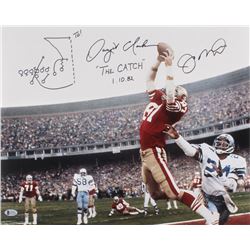 Joe Montana  Dwight Clark Signed 49ers 16x20 Photo Inscribed "The Catch"  "1.10.82" With Hand-Drawn 