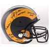Image 1 : Marshall Faulk Signed Rams Full-Size Authentic On-Field Throwback Helmet Inscribed "HOF 20XI", "2000