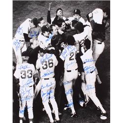 1986 Boston Red Sox AL Champs 16x20 Photo Signed by (22) with Wade Boggs, Dwight Evans, Bill Buckner