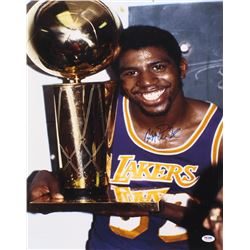 Magic Johnson Signed Los Angeles Lakers 16x20 Photo (PSA COA)