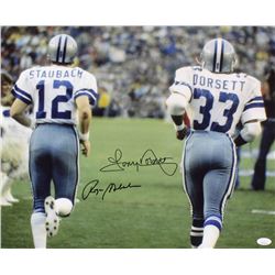 Roger Staubach  Tony Dorsett Signed Dallas Cowboys 16x20 Photo (JSA COA)