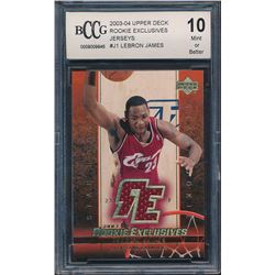 2003-04 Upper Deck Rookie Exclusives Jerseys #J1 LeBron James (BCCG 10)