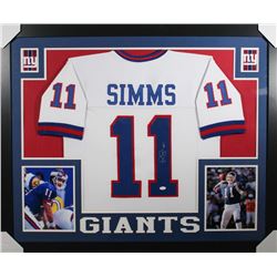 Phil Simms Signed New York Giants 35x43 Custom Framed Jersey (JSA COA)