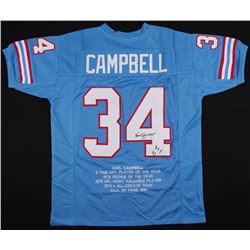 Earl Campbell Signed Houston Oilers Career Highlight Stat Jersey Inscribed "HOF 91" (JSA COA)