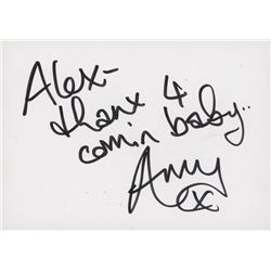 Amy Winehouse Signed 4.25x6 Postcard Inscribed "Thanx 4 Comin Baby" (JSA LOA)