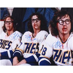 Jeff Carlson, Steve Carlson  David Hanson Signed Hanson Brothers "Slap Shot" 16x20 Photo (Schwartz C
