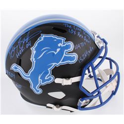 Barry Sanders Signed Detroit Lions Matte Black Full-Size Speed Helmet with (7) Inscriptions (Schwart