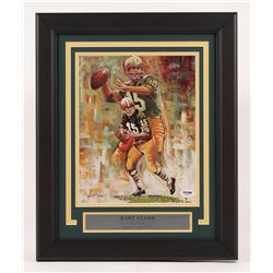 Bart Starr Signed Green Bay Packers 13.5x16.5 Custom Framed Print Display (PSA COA)