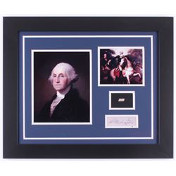 George Washington 19.5x23.5 Custom Framed Cut Display with (1) Hand-Written Word from Letter (JSA LO