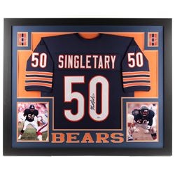 Mike Singletary Signed Chicago Bears 35x43 Custom Framed Jersey (Beckett COA)