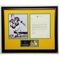 Bart Starr Signed Green Bay Packers 18x22 Custom Framed Letter Display (JSA COA)