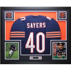 Gale Sayers Signed Bears 35" x 43" Custom Framed Jersey (JSA COA)