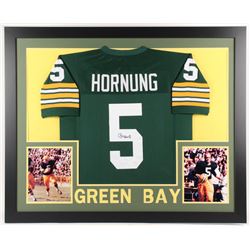 Paul Hornung Signed Green Bay Packers 35x43 Custom Framed Jersey (JSA COA)