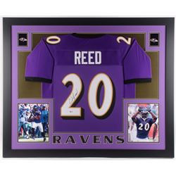 Ed Reed Signed Baltimore Ravens 35x43 Custom Framed Jersey (Beckett COA)