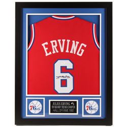 Julius Erving Signed Philadelphia 76ers 24x30 Custom Framed Jersey (JSA COA)