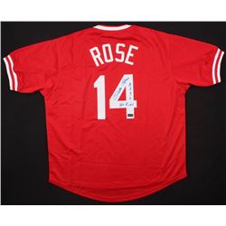 Pete Rose Signed Cincinnati Reds Jersey Inscribed "4256"  "Hit King" (Radtke COA)