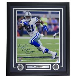 Ezekiel Elliott Signed Dallas Cowboys 22x27 Custom Framed Photo Display (Beckett COA)
